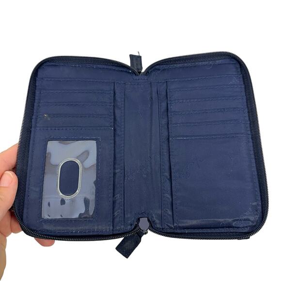 Vera Bradley Quilted Wallet Navy Blue Basic Simple Everyday Preppy Boho Clutch - Picture 4 of 5